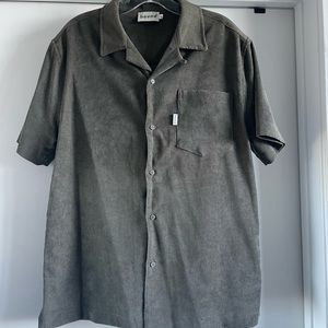 Men’s Bound Corduroy Button Up Shirt in Brown